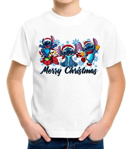 Franelas Camisas Navideñas Santa Claus Stitch 100%algodon