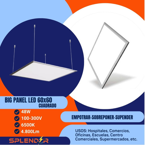 Panel Led 60 X 60 Cm Para Empotrar O Suspender 48w