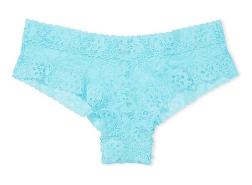 Panty Cheeky Encaje Azul Y Rosa Puntos Victoria´s Secret L M