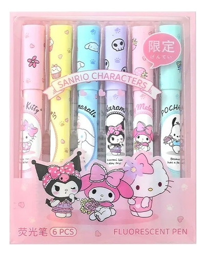 Resaltadores Sanrio X 6 Colores Papelería Kawaii