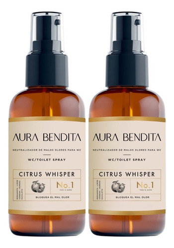 Kit Toilet Spray 2x125ml Aura Bendita Baño Citrus Whisper