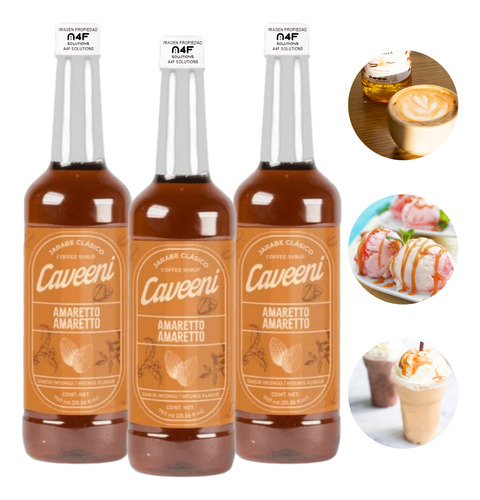Jarabe Sabor Amaretto Caveeni Enco Para Café 750ml 3 Piezas