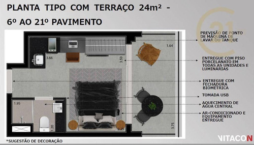 Imagem 6 de 25 de Apartamento Com 1 Dormitório Studio À Venda, 25 M² Por R$ 390.000 - Perdizes - São Paulo/sp - Ap24145