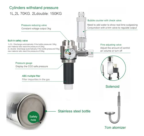 Kit De Sistema Generador De Co2 Para Acuarios Dobles De 5 Li