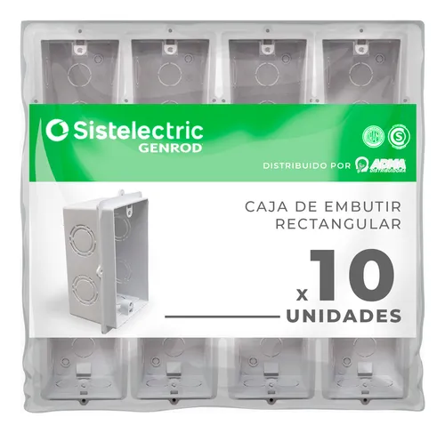 Caja De Embutir Rectangular Pvc Genrod Calidad 10x5 Pack X10