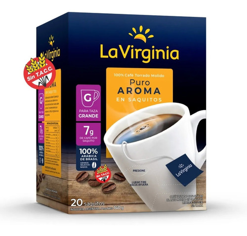 Cafe La Virginia Caja 20 Saquitos De 7 Gramos Cada Uno