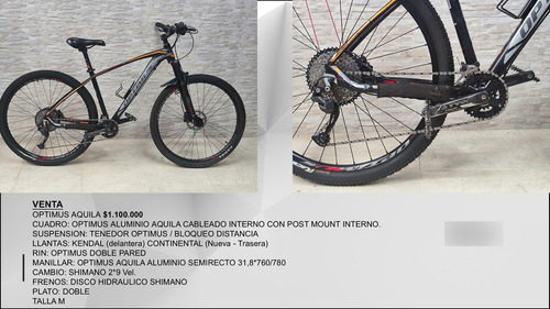 Bicicleta Optimus Aquila 29 Mtb Hombre 9 Vel. 2022 (Usado)