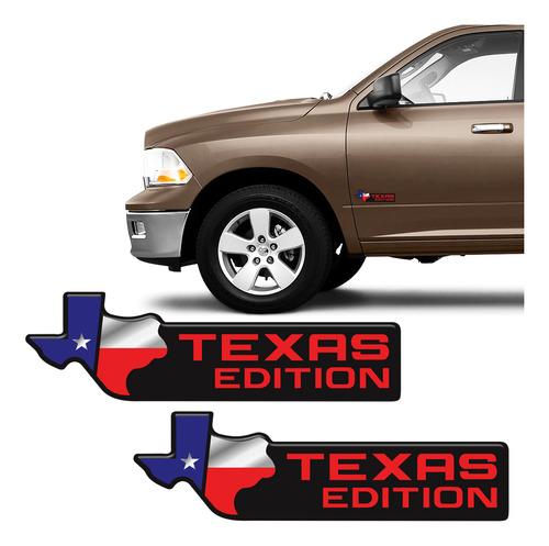 Par De Emblemas Texas Edition Ford Dodge Ram, F-250 Resinado