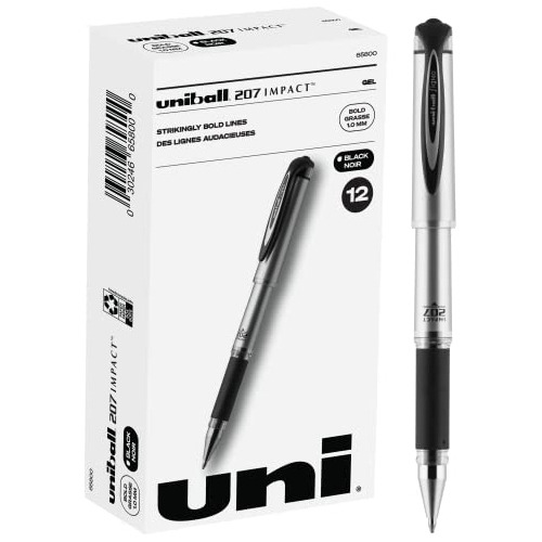 Bolígrafo Gel Uni-ball Signo 207, Pack 12, 1.0mm.