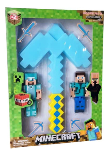 Set De Minecraft Con Luz Y Sonido 38cm Y 34cm