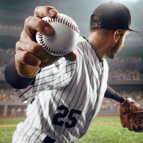 Ha Bola De Béisbol Que Brilla Intensamente Noche Jugando