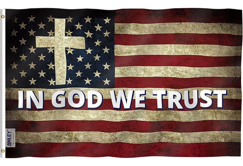 Anillo Bandera Cristiana In God We Trust, Poliéster, 152 X 9
