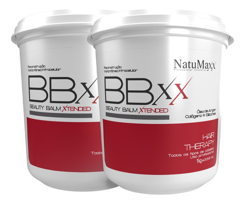 Kit 2 Bbxx Beauty Balm Xtended Red Hair Therapy Natumaxx 1kg