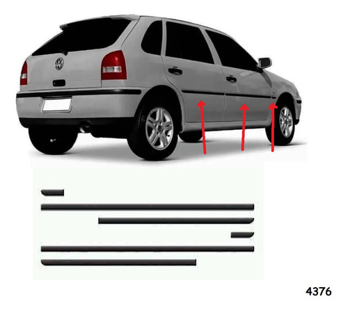 Juego Molduras De Puerta Volkswagen Gol 4 Ptas G3