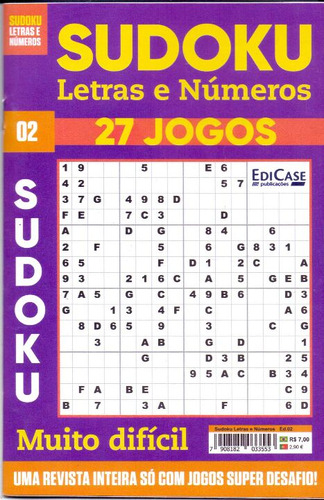 Libro Sudoku Letras E Numeros Muito Dificil Vol 02 De Edicas