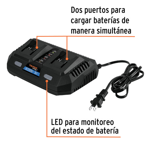 Cargador Dual Para Baterias Ion Litio 20v Truper Max 102492