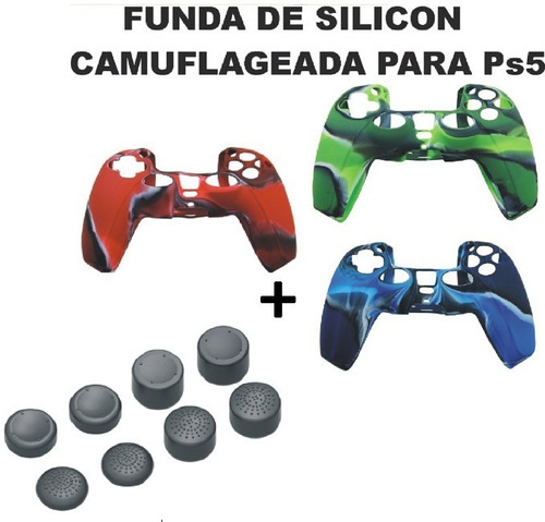 Funda Silicón Camuflageada Para Control Sony Ps5 + 8 Gomas