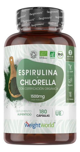Espirulina Chlorella 1500mg Vegan Organica