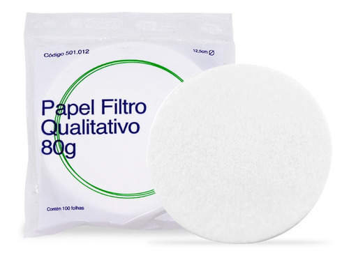 Papel Filtro Qualitativo 80g Diâmetro 125mm 100 Unidades