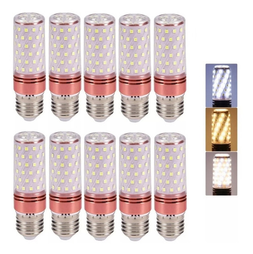 Lâmpada 4500k Super Led 16w Milho E27 3 Cores Bivolt 10 Peça