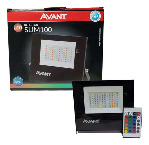 Refletor Led Slim Colorido 100w Rgb Bivolt Avant