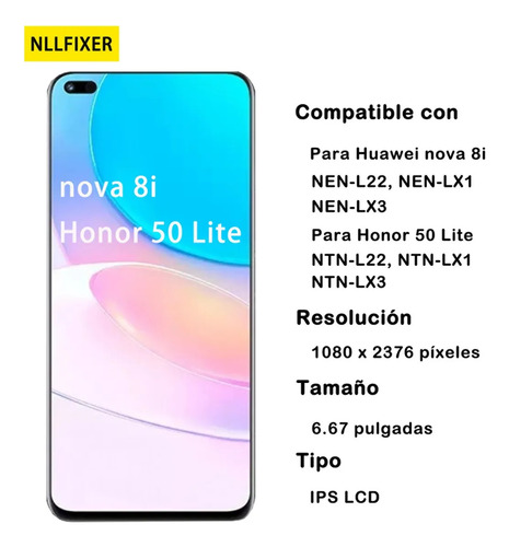 Screen For Huawei Nova 8i Nen-lx3/honor 50 Lite Display