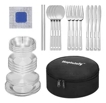 Comprar Juego Haplululy  Kit 28pzas Vajilla Camping Platos Cubiertos