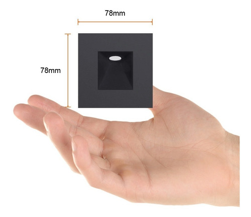 Imagen 3 de 5 de Lámpara De Cortesía Led Interior Negra 3w Luz Cálida