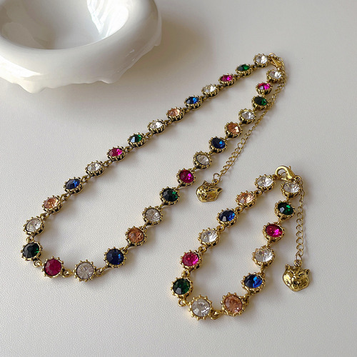 Collar Vintage Con Gemas, Pulsera Circular De Diamantes De C