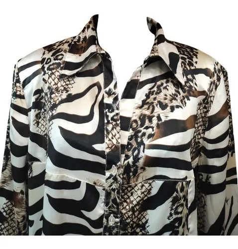 Camisa Vintage Con Animal Print Manga Larga - Camisa Presa (Usado)