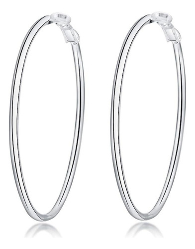 Argollas Aros Redondos De Plata 925 Diámetro 5cm Para Mujer