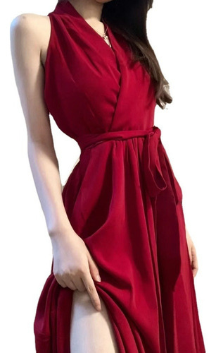 Vestido De Mujer Con Cuello En V Y Halter, Vestido De Fiesta