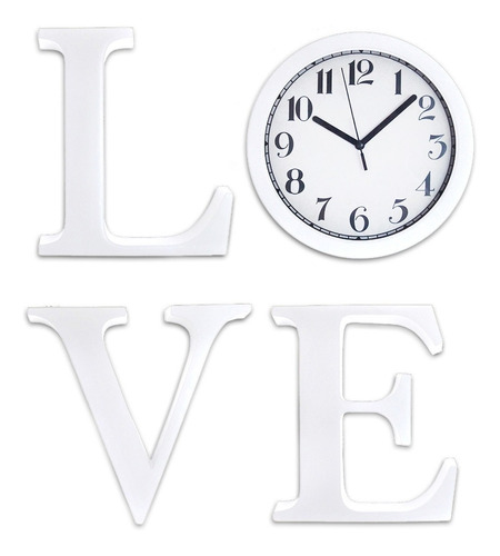 Reloj De Pared Love Blanco Exclusivo Decoración Interiorismo