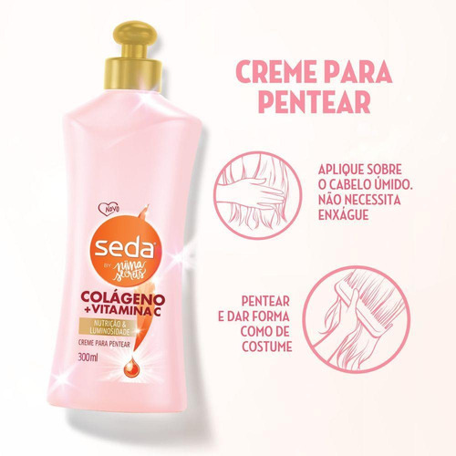 Kit 4 Cremes Seda Colágeno E Vitamina C Niina Secrets 300ml