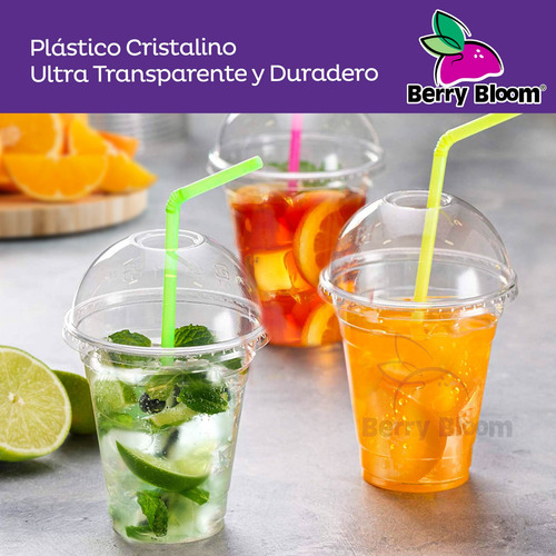 50 Vasos Desechables Plástico 12 Oz Transparentes Con Tapa Tipo Domo Reutilizables Para Bebidas Frías Café Smoothie Eventos Fiesta Restaurante Delivery Resistente Y Práctico