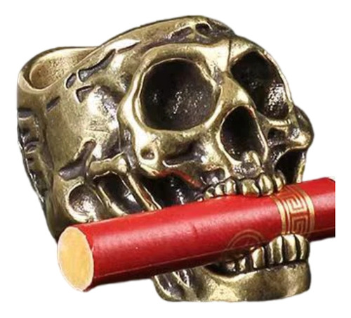 Anillo Ajustable Forma De Calavera Sostener Cigarrillos Ajus