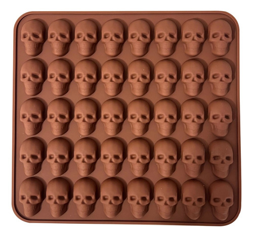 Molde De Silicon 3d Diseño Calaveras Halloween Reposteria Marrón