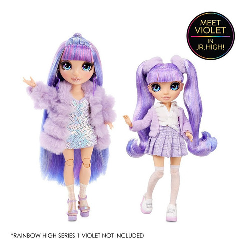 Imagen 3 de 3 de Muñeca Teen Rainbow High Jr Ahora Adolescentes Violet Wilow