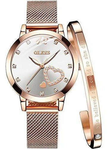 Reloj De Pulsera Para Mujer Color Oro Rosa Reloj De Moda Res
