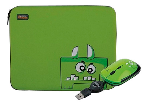 Kit Funda Y Mouse Usb Verde Perfect Choice P/ Netbook 10puLG