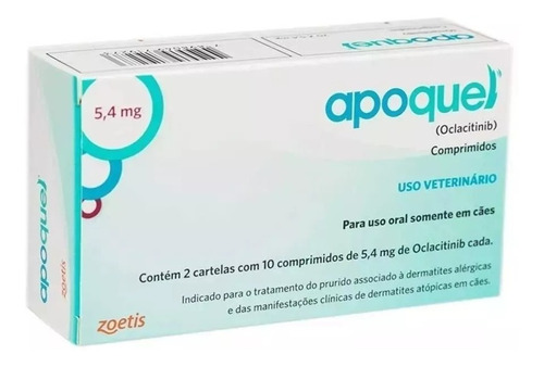 Apoquel Dermatológico Cães 5,4 Mg - 20 Comp. Val. Nov/2020