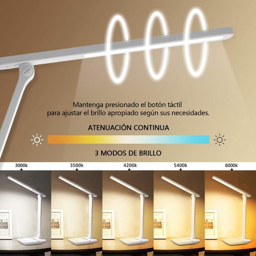 Lámparas De Mesa Usb Regulable Recargable-2500mah Plegable