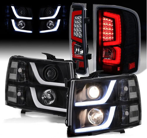 Combo Faros Y Calaveras Led Cheyenne Silverado 2007-2013