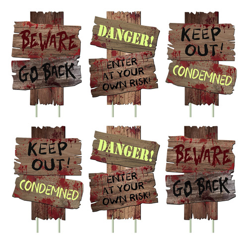 Carteles Decorativos De Halloween Danger Keep Out Beware 6pz