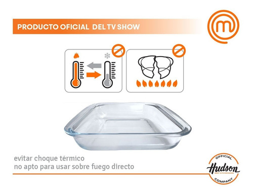 Asadera Vidrio Templado Hudson Cuadrada Horno 24x21x5 Cm