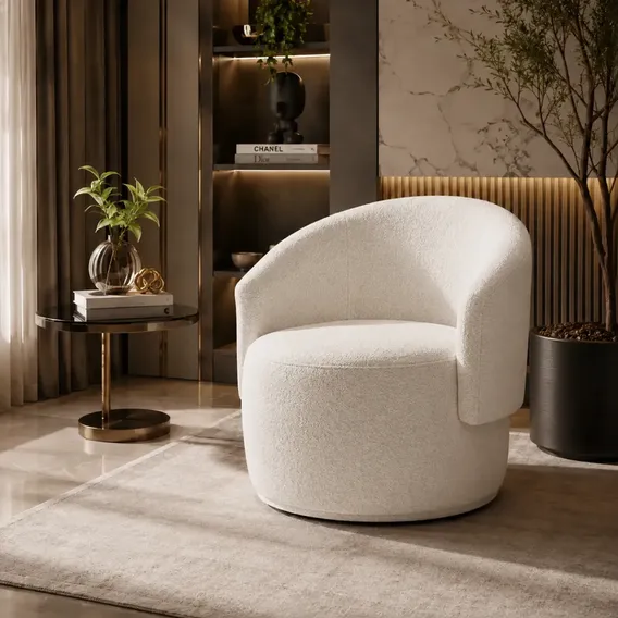 Poltrona Beatriz Orgânica Bouclê Bege Conforto E Estilo Bege Bouclê