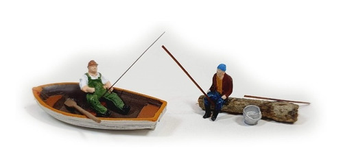 Barco Com Pescadores Escala Ho 1/87 Maquetes Dioramas Bp8702