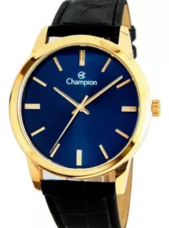 Relógio Champion Masculino Analógico Dourado Original Cor da correia Preto Cor do fundo Azul