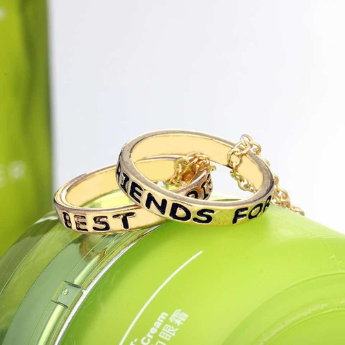 Set 2 Collares Con Dije Anillo Bff Amigos Por Siempre Color Dorado