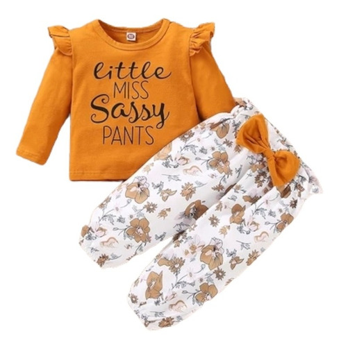 Conjunto Bebé Niña Pequeña  Casual Set Pantalón Remera 